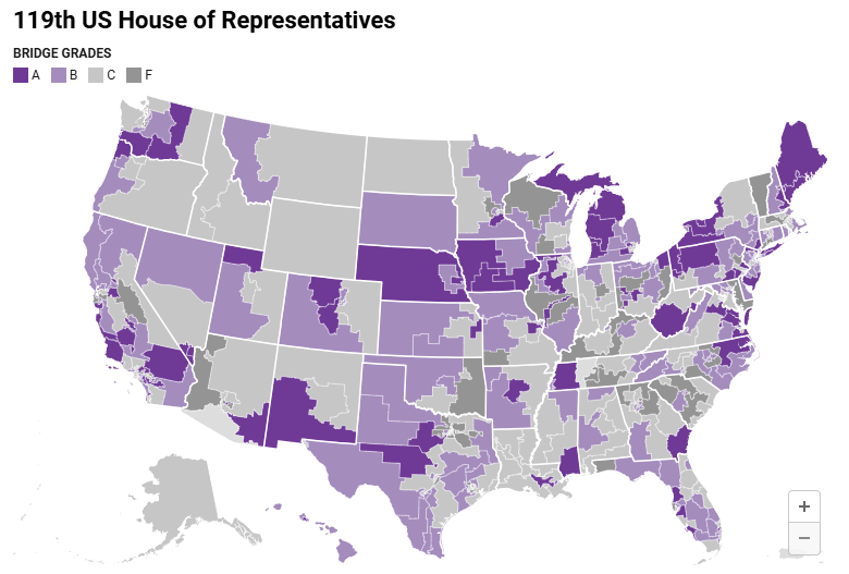 Bridge Grades Map - 119th US House of Representatives